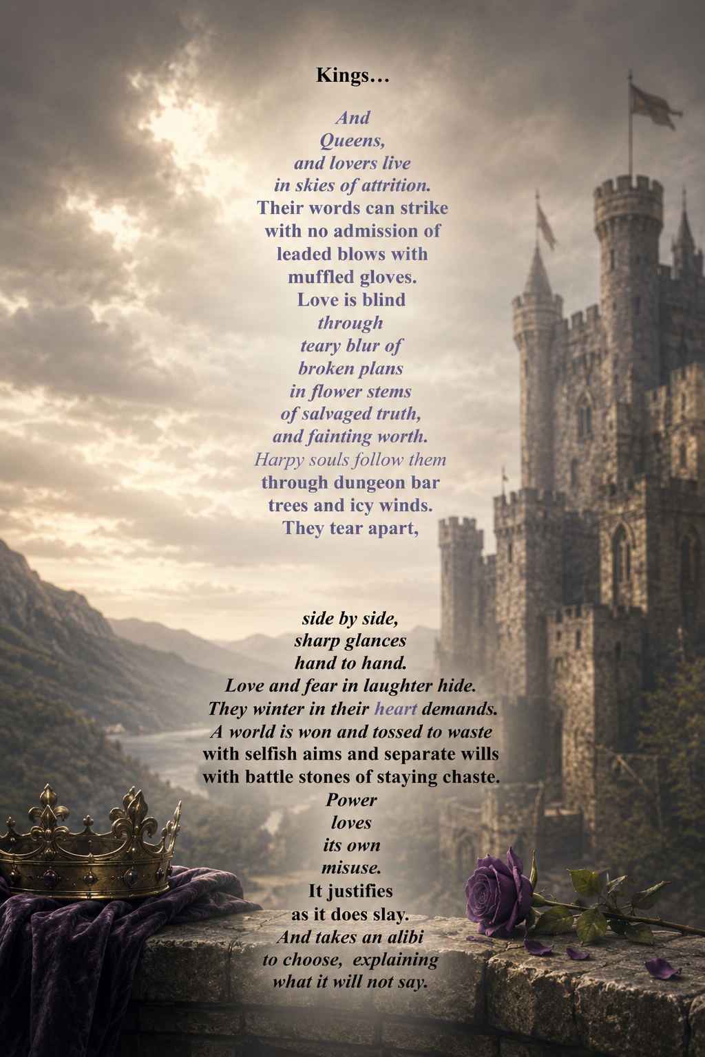 Kings — a concrete poem by Susan Ann Shepler