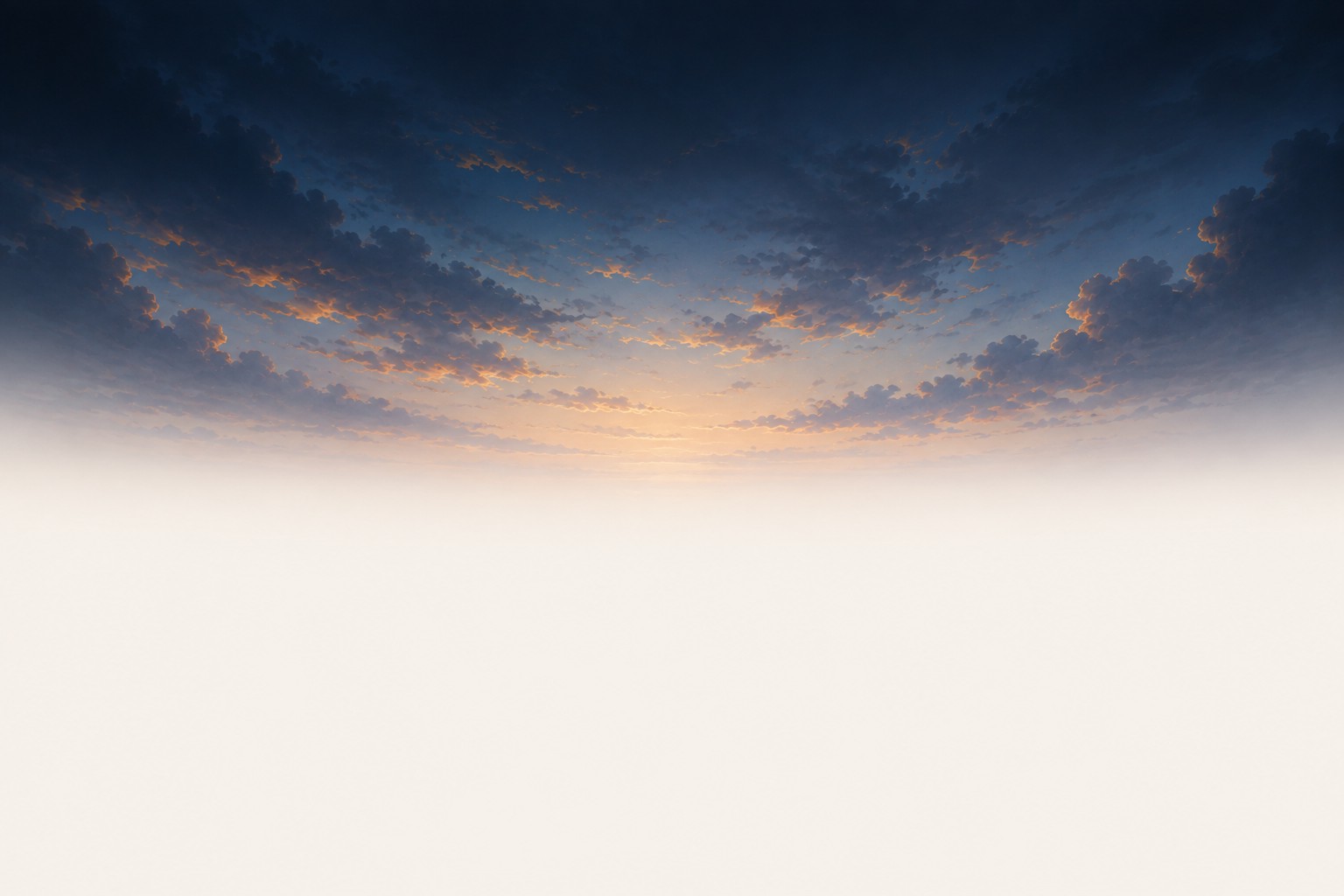 A dark sky heavy with clouds breaking open to warm gold light along the horizon -- the threshold into the Queen Ann encounter